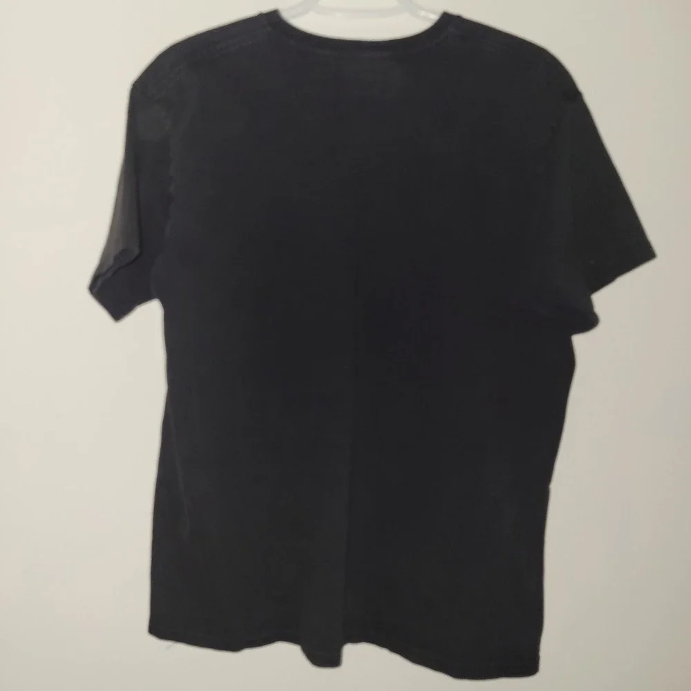 Vintage Y2K Nike V-Neck T-Shirt Women's Size XL Swoosh Embroidered Black‎
